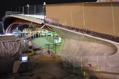 Cantieristica: Venezia, quarto ponte sul Canal Grande, di Santiago Calatrava, utilizzo scanner laser